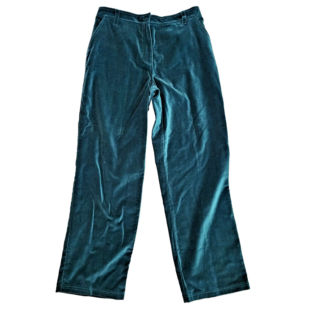 Chelsea Studio Velvet Pants Women Size 10 Green Cotton Pockets